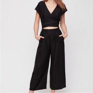 Aritzia Wilfred Brax linen black jumpsuit Sz 2
